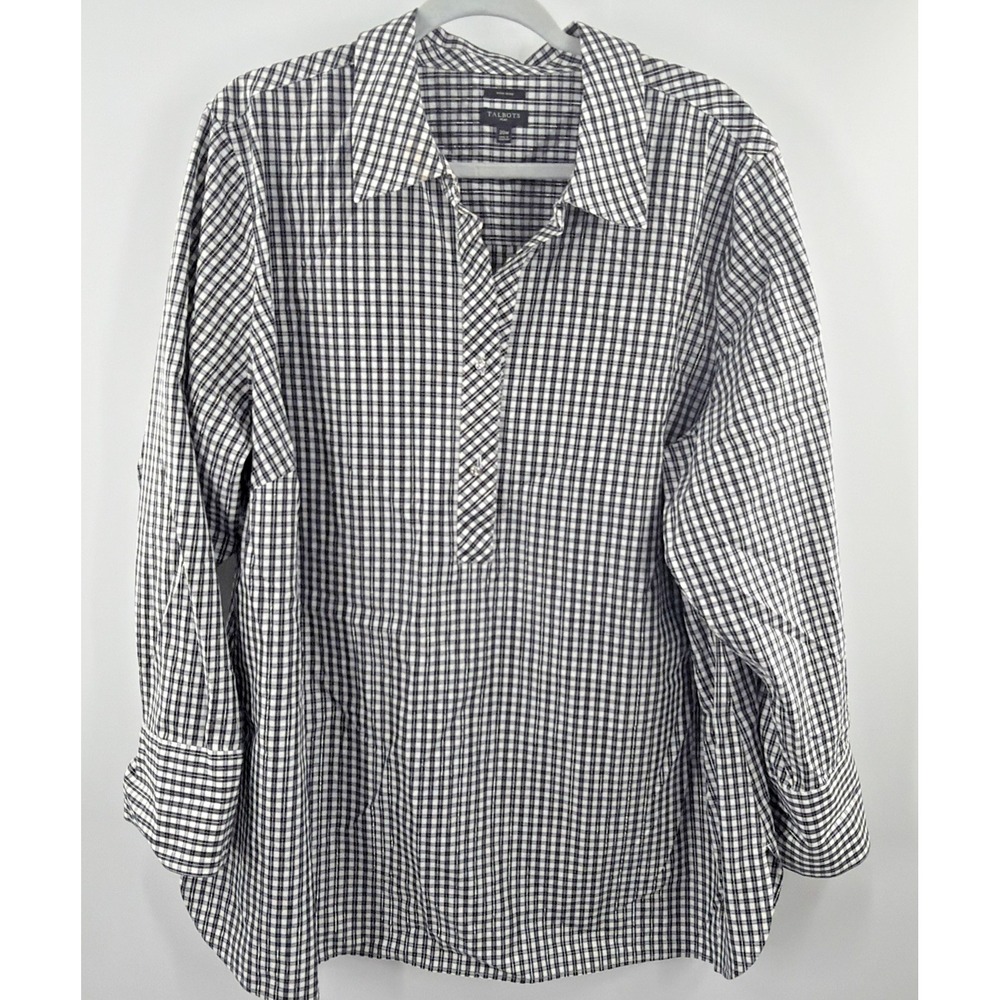 Talbots‎ Tunic Plaid 1/2 Button Up Long Sleeve Women Plus Size 20W Boho